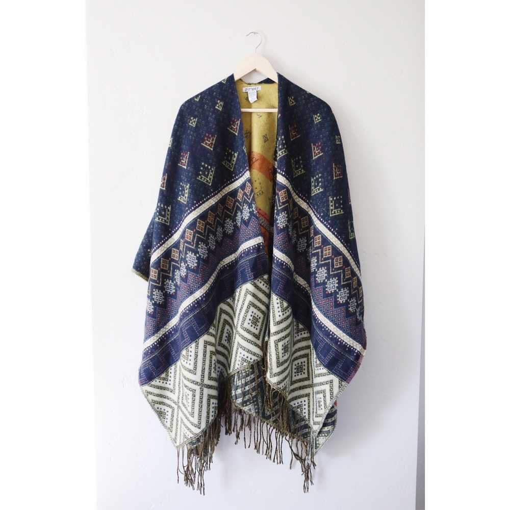Eclectic tribal poncho